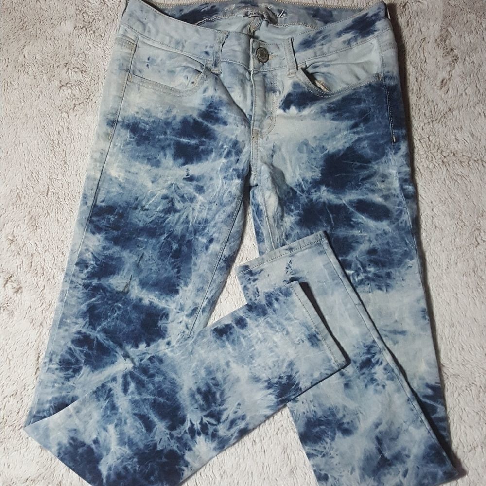 American Eagle Jegging Blotchy Bleached Jeans Womens Size 6‎